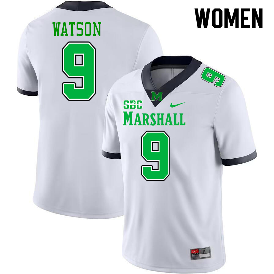 Women #9 Landyn Watson Marshall Thundering Herd SBC Conference College Football Jerseys Stitched-Whi